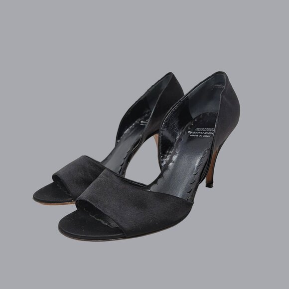 Moschino Black Heels 37 6.5 D'Orsay Cheap Chic Formal - Picture 2 of 11